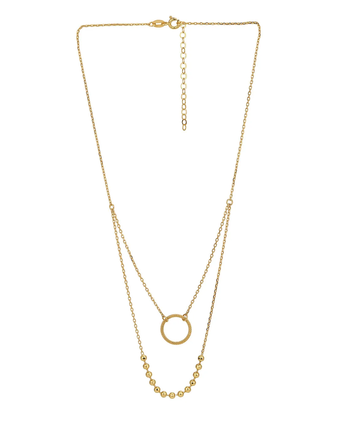 18Kt Gold Plated Inline Ball Double Chain Necklace For Women