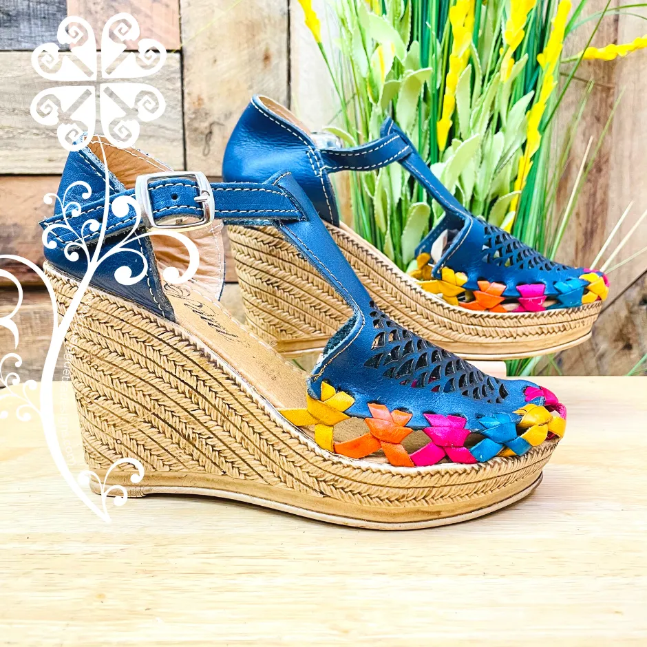 Blue with Diamonds Wedges Women Shoes