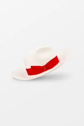 Borsalino White/Red Panama Fine Sophie