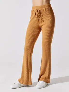 Brushed Ribbed Flare Pants - Brown Sugar