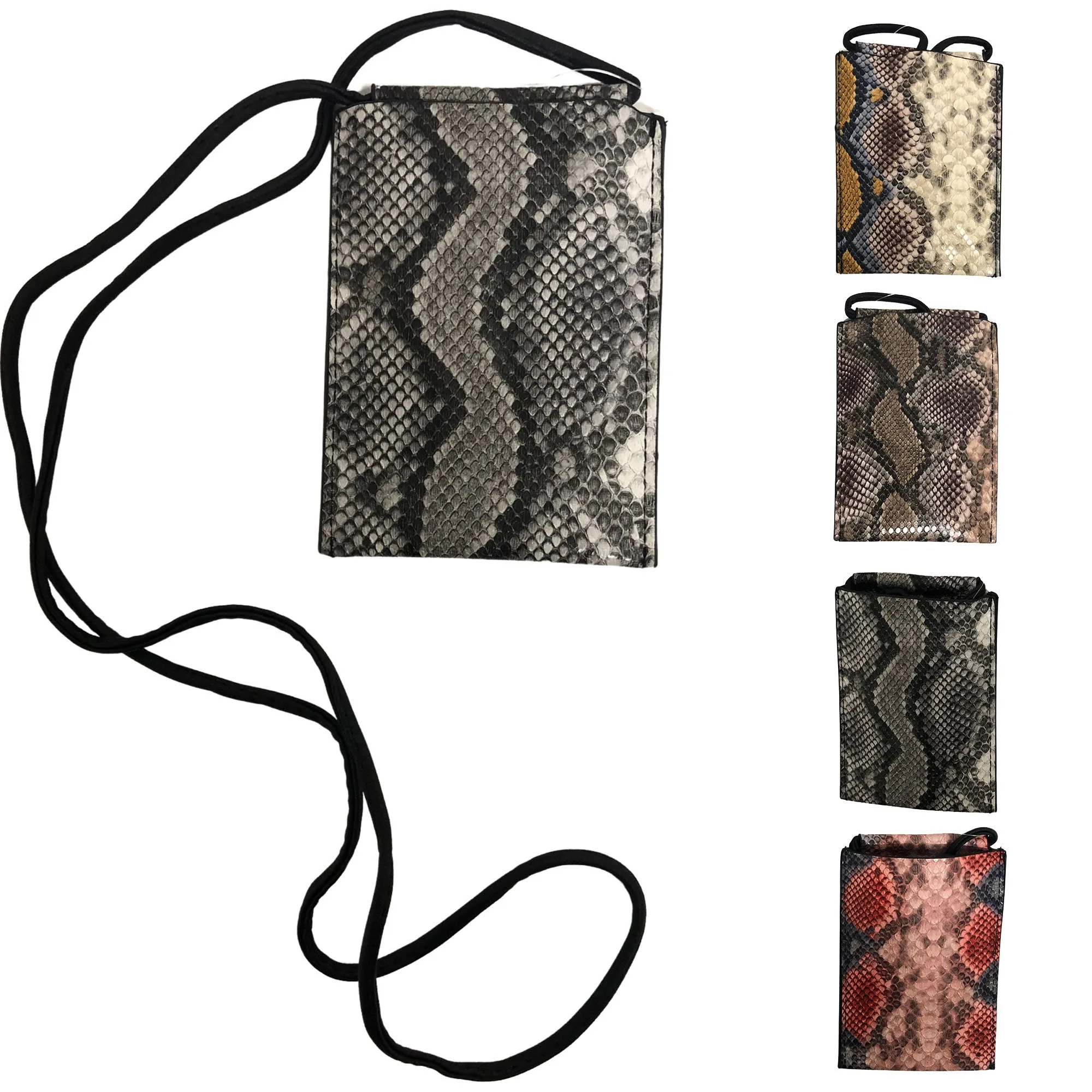 CLEARANCE CROSSBODY BAG POUCH SNAKE PRINT (CASE OF 48 - $1.75 / PIECE)  Wholesale Crossbody Bag in Assorted Colors SKU: M186-SNK-48