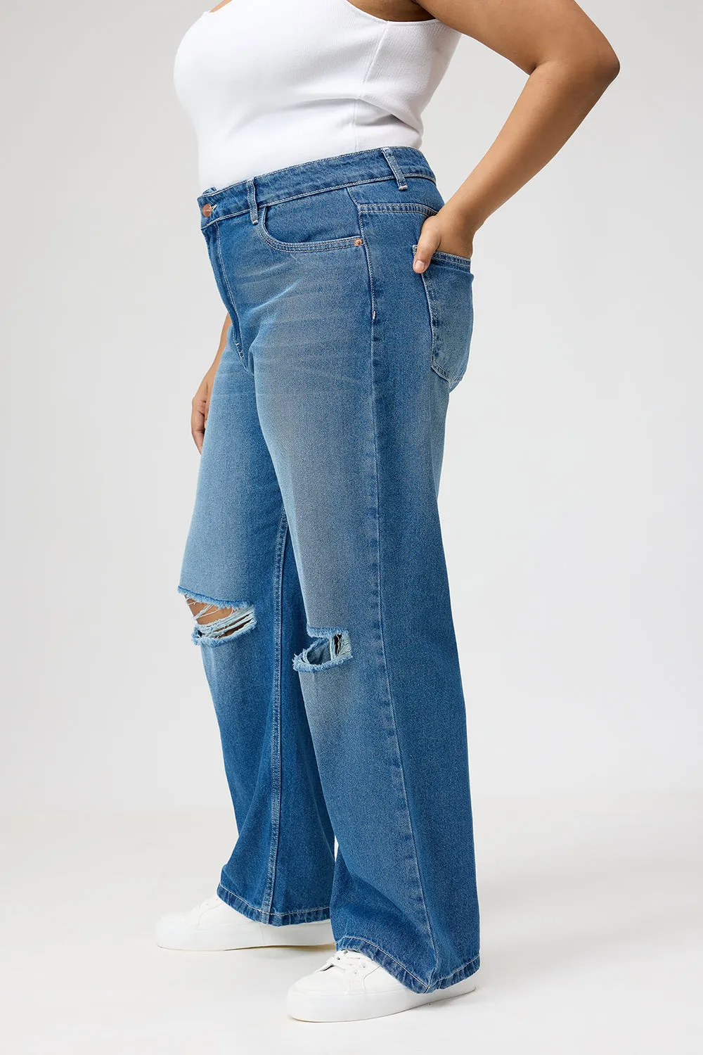 Curve Urban Ripped Straight Jeans