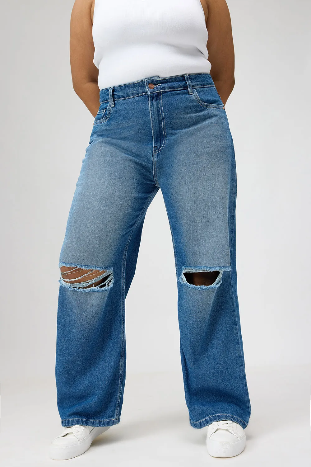 Curve Urban Ripped Straight Jeans