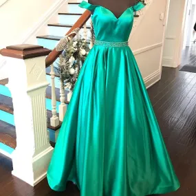 green satin ball gowns prom dresses off the shoulder 2017 elegant