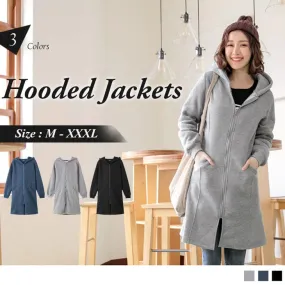 LONG SLEEVE HOODED LONGLINE JACKETS