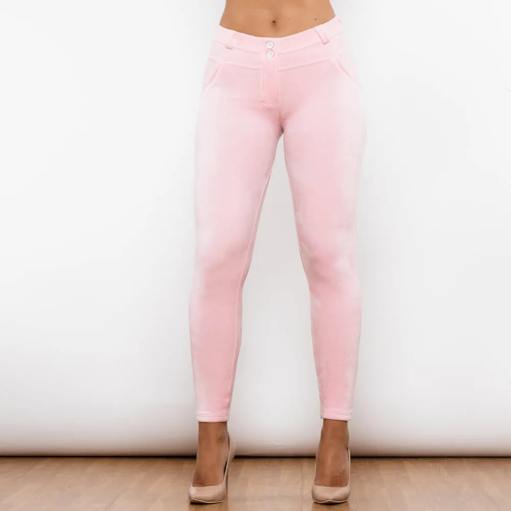 Pink Chenille Middle Waist Lifting Leggings