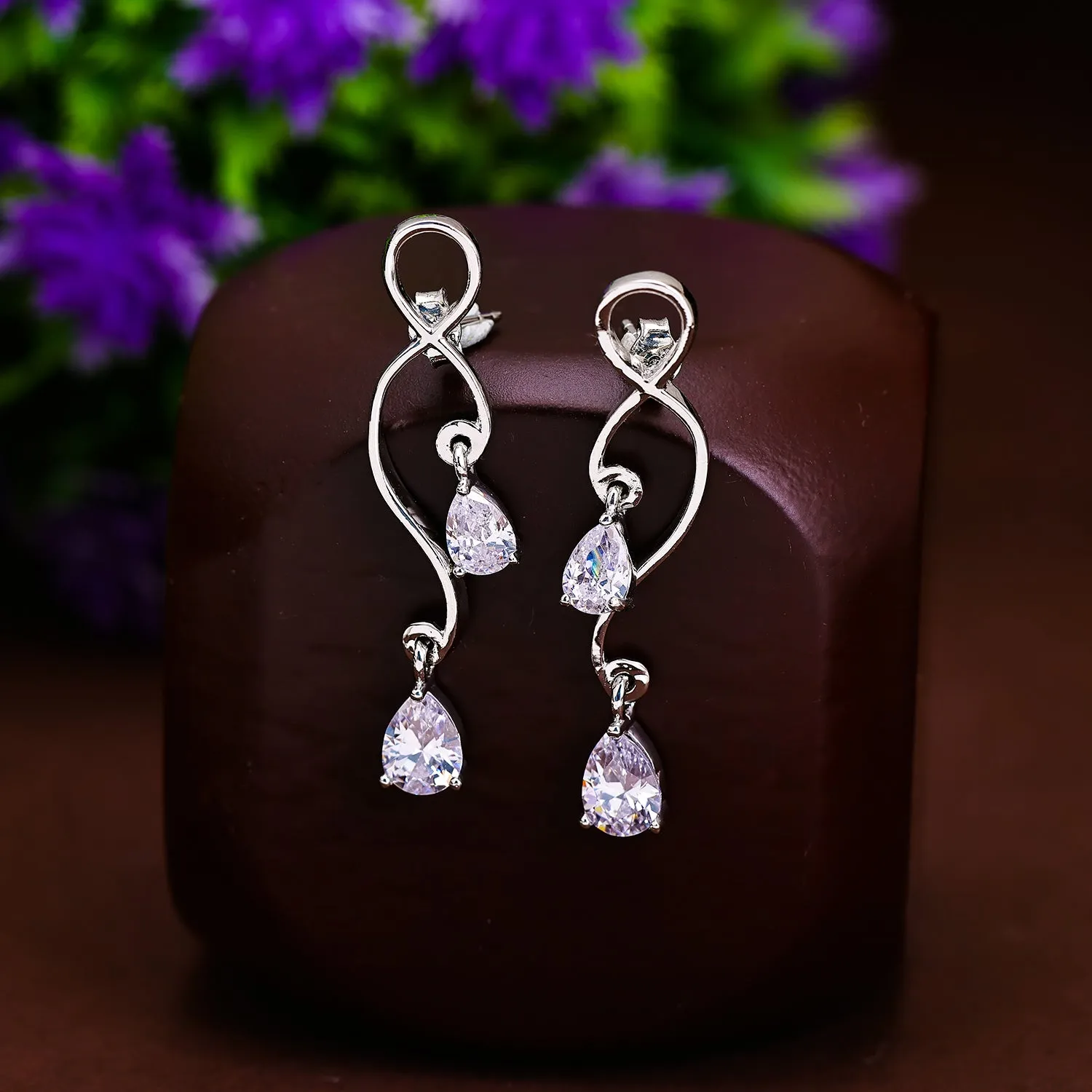 Pissara by Sukkhi Glorious 925 Sterling Silver Cubic Zirconia Earrings For Women And Girls|with Authenticity Certificate, 925 Stamp & 6 Months Warranty