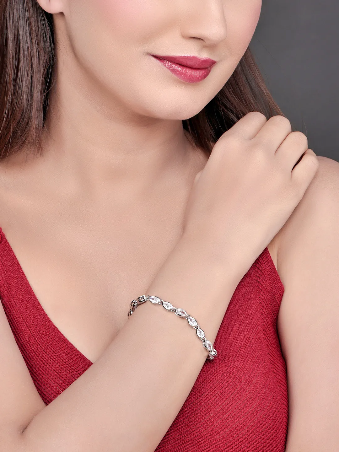 Pissara by Sukkhi Stunning 925 Sterling Silver Cubic Zirconia Bracelets For Women And Girls|with Authenticity Certificate, 925 Stamp & 6 Months Warranty