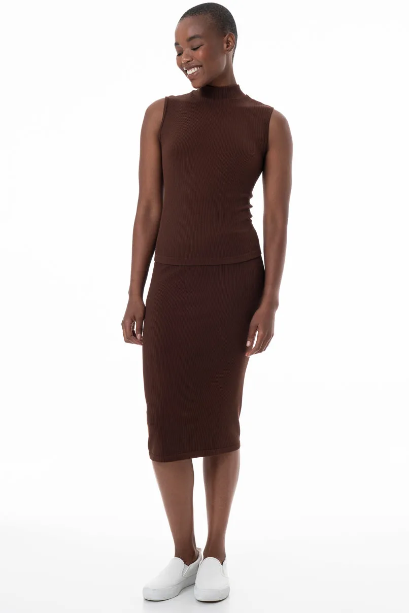 Ribbed Bodycon Skirt _ 145597 _ Brown