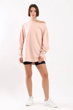 VERSATILE OFF SHOULDER SWEATER - BLUSH